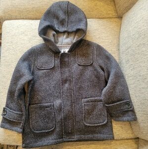 Coat Boy Size 5 Hooded AMERICAN WIDGEON Gray tweed full zip classic 2 pocket